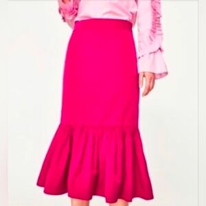 Zara Vibrant Pink Midi Skirt